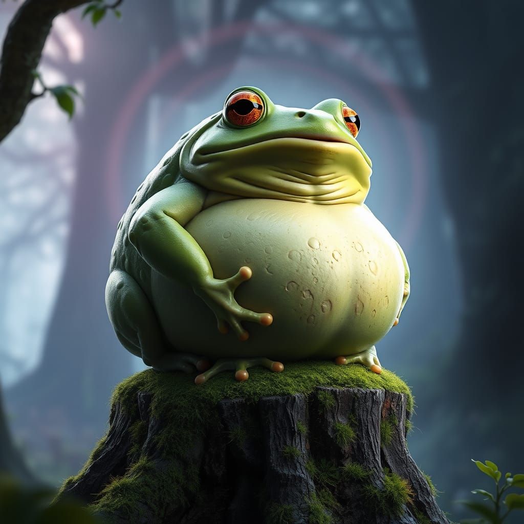 Mystical Frog God in a Dreamlike Realm