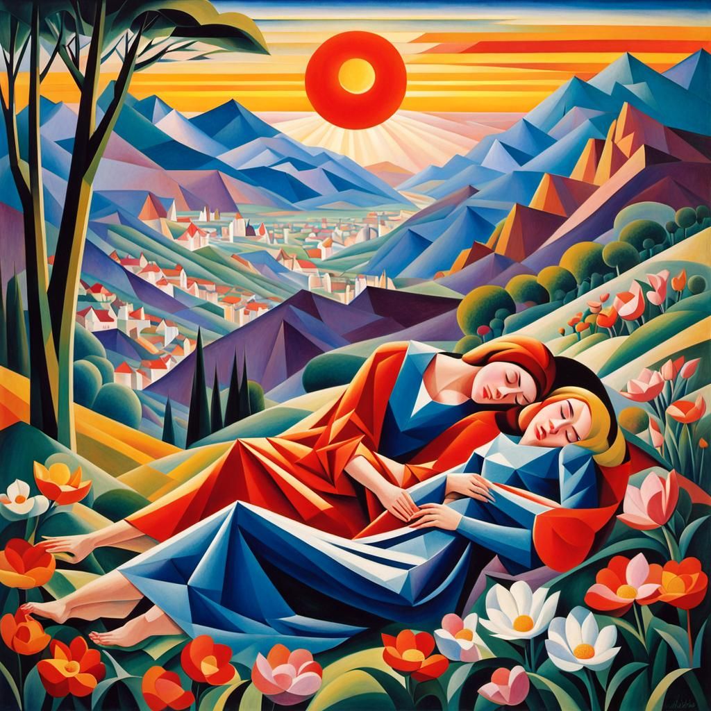 Siegfried Finds Brunhild in Cubist Sunrise