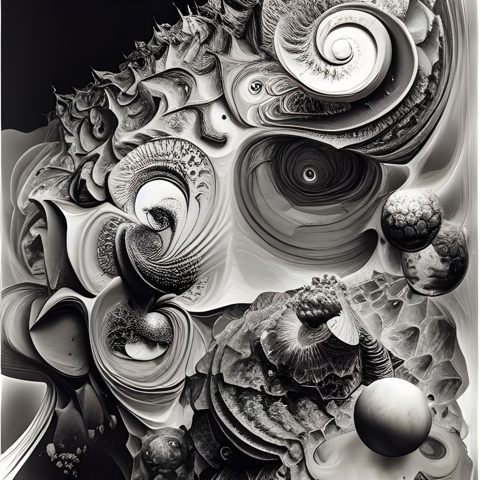 Monochrome Mandelbulb Fractal Inspired by Freud