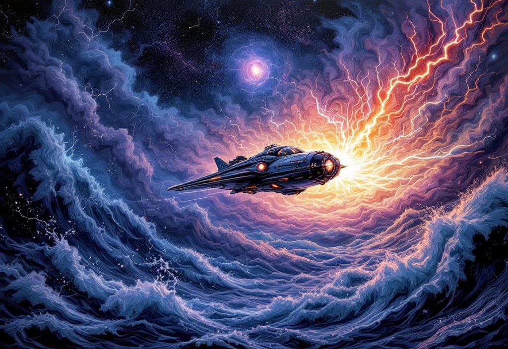 Maxfield Parrish inspired alien spacecraft