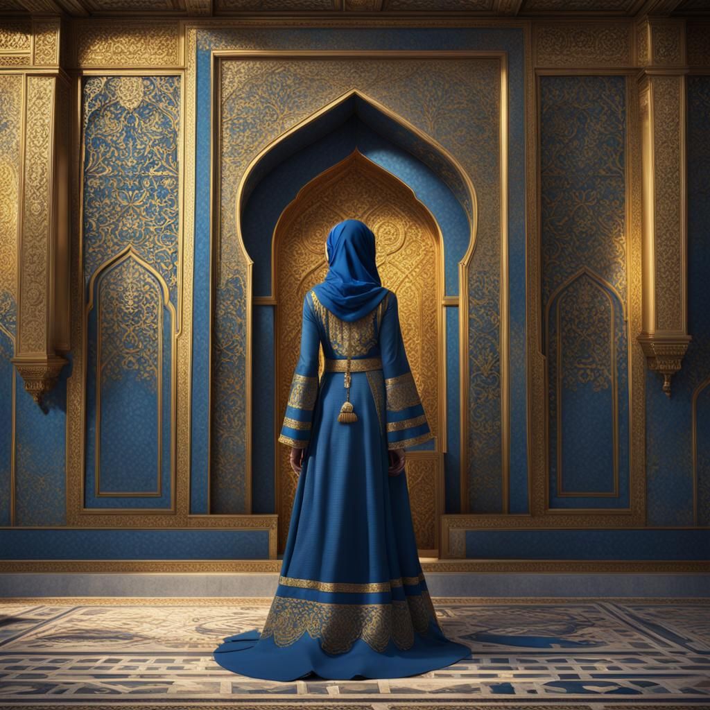 Muslim Woman in Palace: Detailed Matte Painting