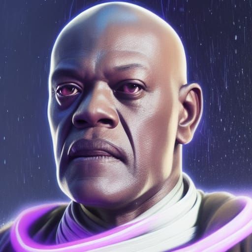 Mace Windu Portrait in Hyperdetailed Style