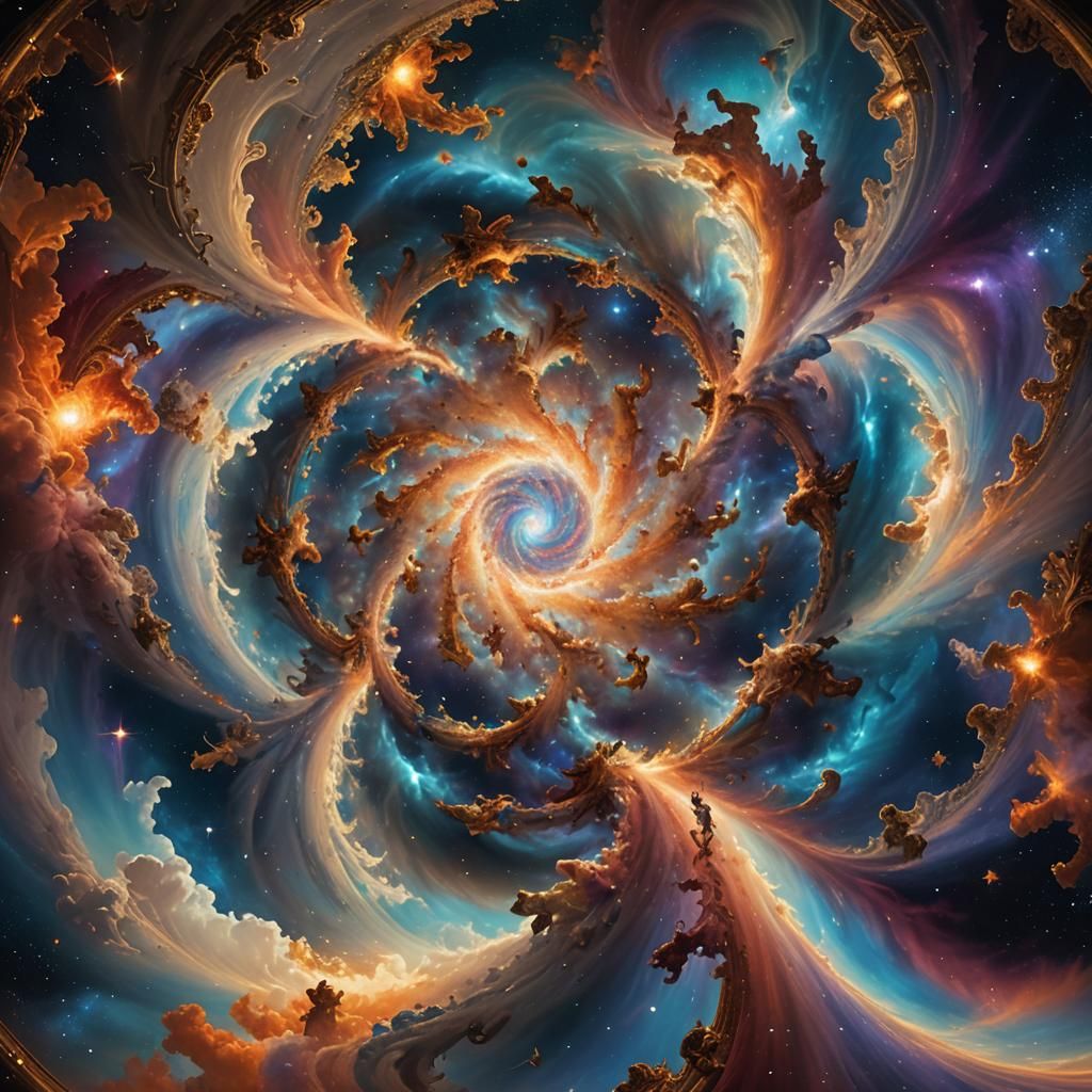 Quantum Gods Plummeting Through Iridescent Cosmos