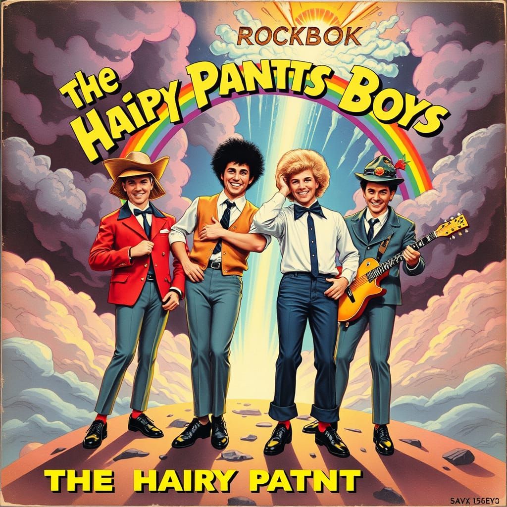 Rockabilly Rebels in Cosmic Storm, 1950s Album Cover Art