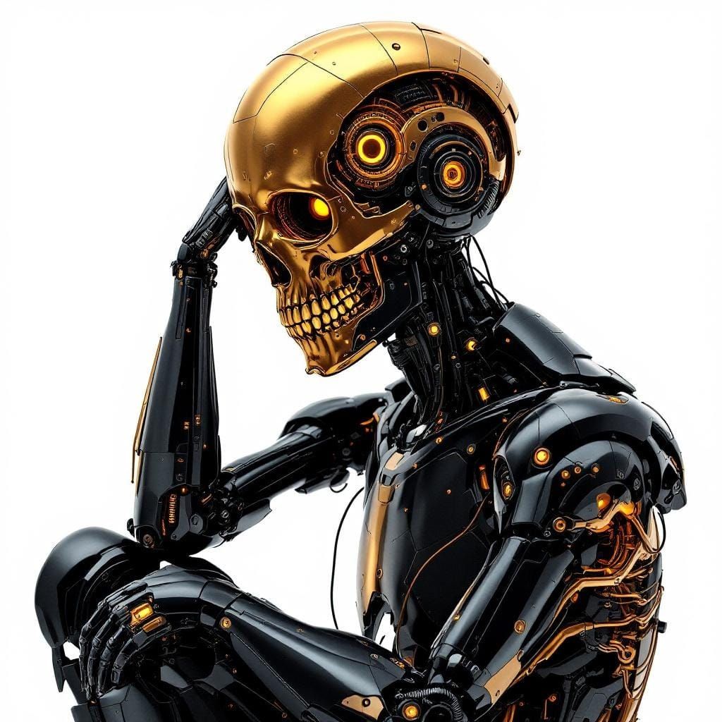 Biomechanical Humanoid Contemplation: Ultra-Detailed Illustr...