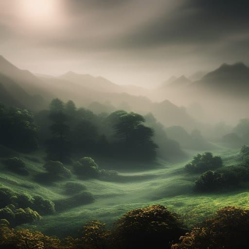 Magical Dark Fantasy Scenery in Electroluminescent Lighting