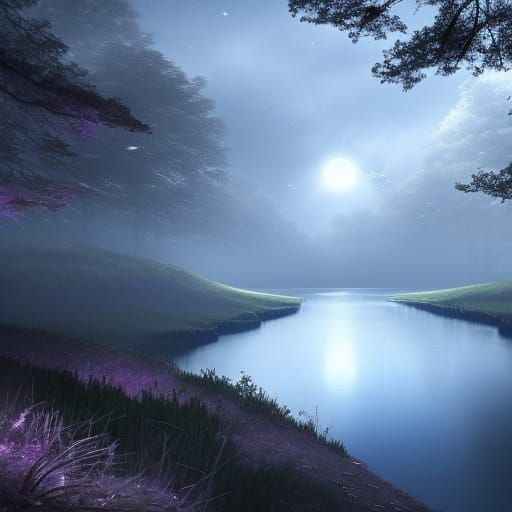 Eerie Dark Fantasy Scenery in Electroluminescent Colors