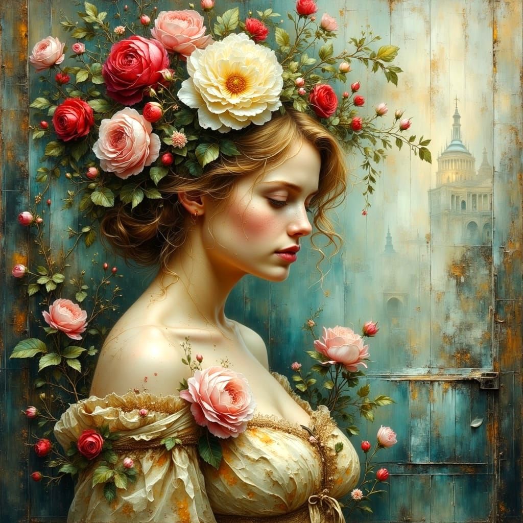 Romantic Encounter in a Whimsical Landscape