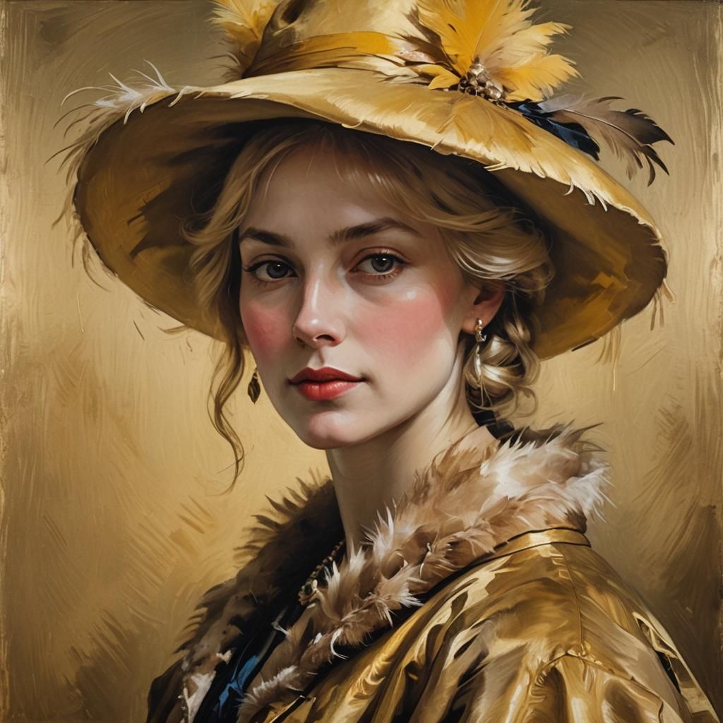 Elegant Woman in Baroque Oil Painting