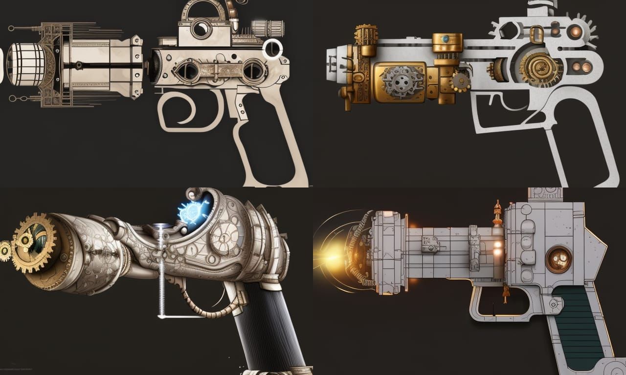 Intricate Steampunk Laser Blaster: Detailed Digital Art