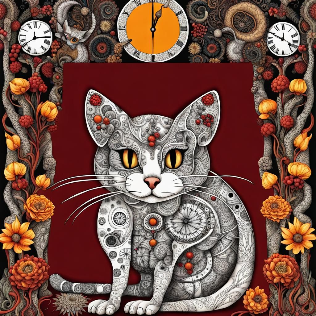 ,mouse ,Bone Cat, Mouse, candle , clock