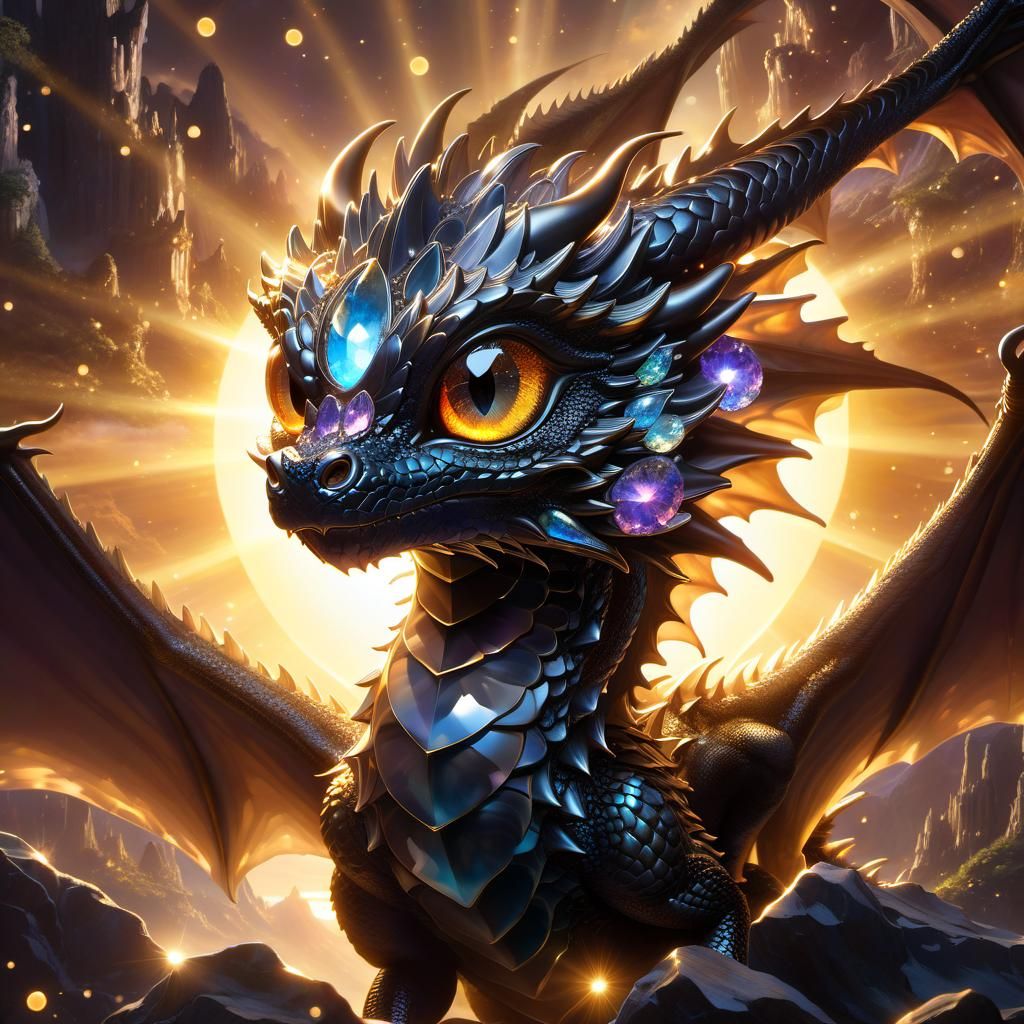 Luminescent Crystal Dragon in Anime Style