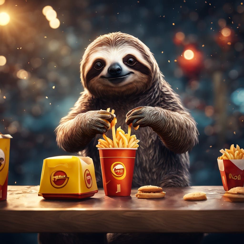 Sloth Enjoys Happy Meal at McDonald's