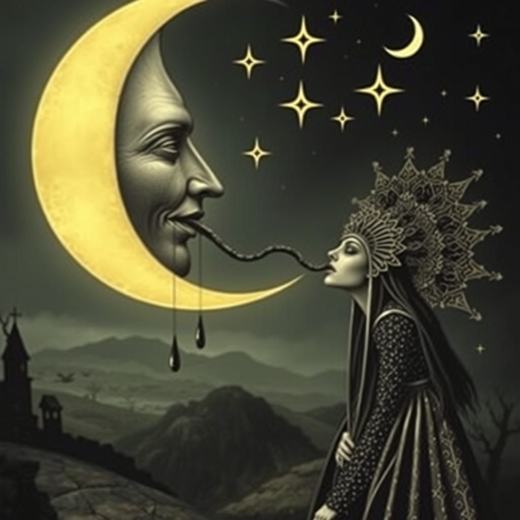 Gothic Queen Under Celestial Moon