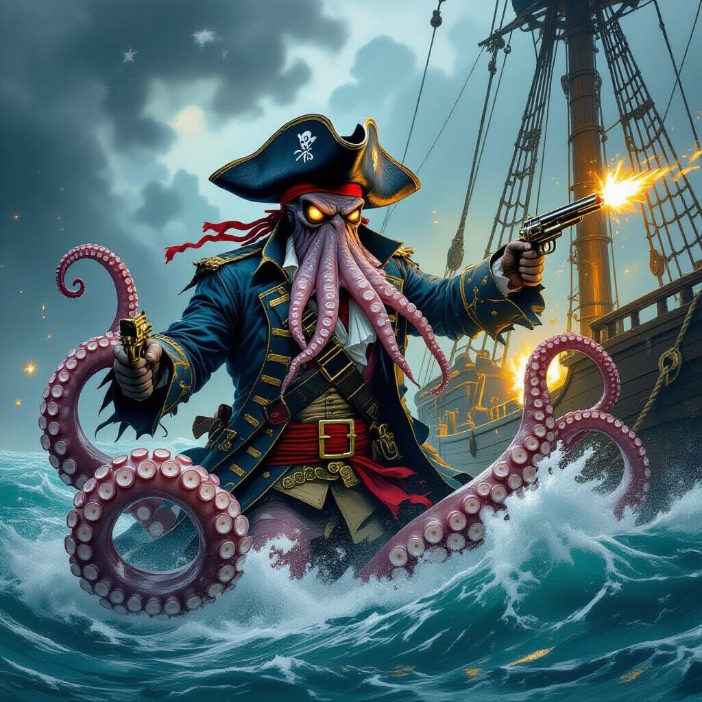 Octopus Pirate Attack on Merchant Ship