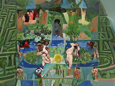 Bathers at Hot Springs in Constructivist Garden Style