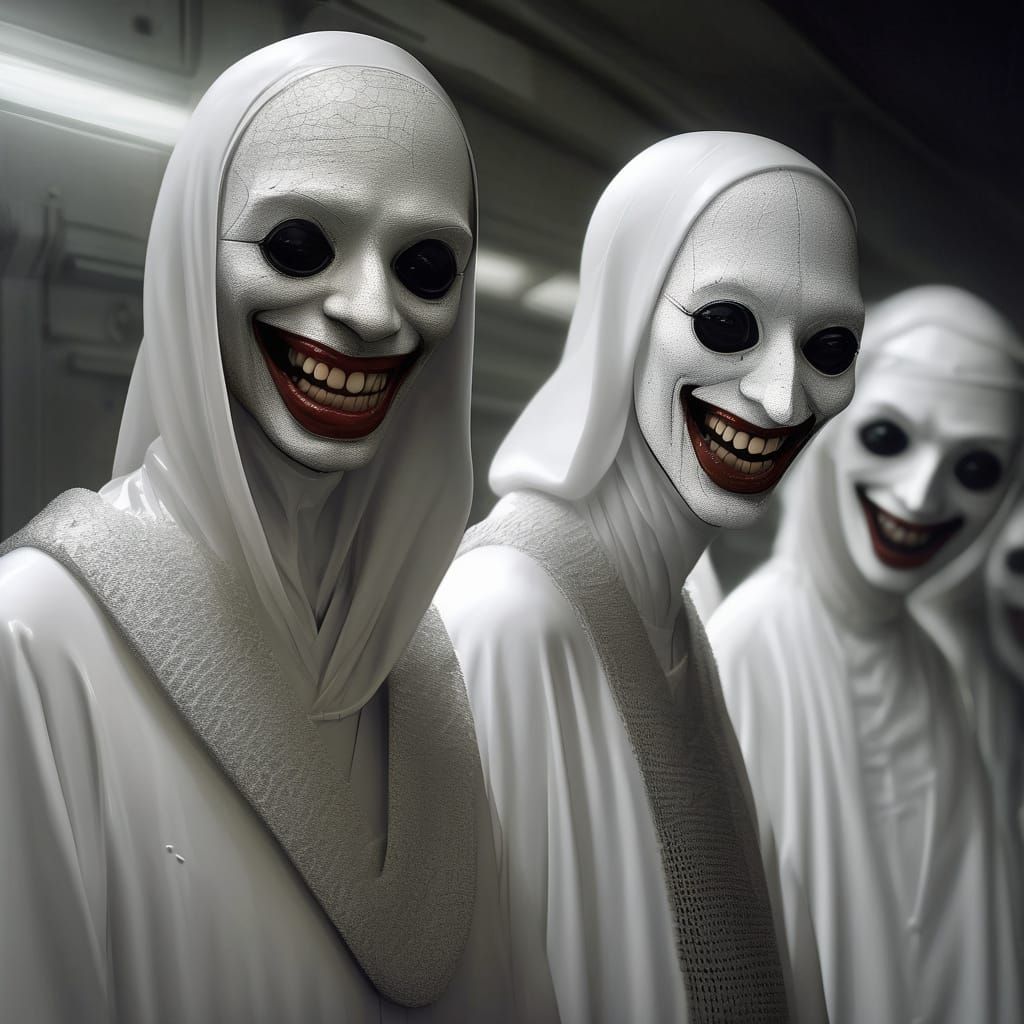 Surreal Macabre Figures with Plastic Faces