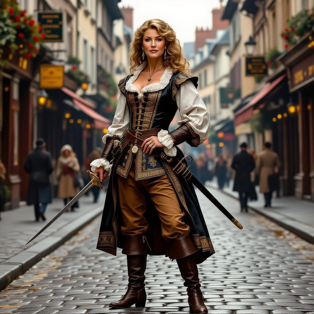 Helen Mirren as Musketeer: Rembrandt-Style Oil Painting