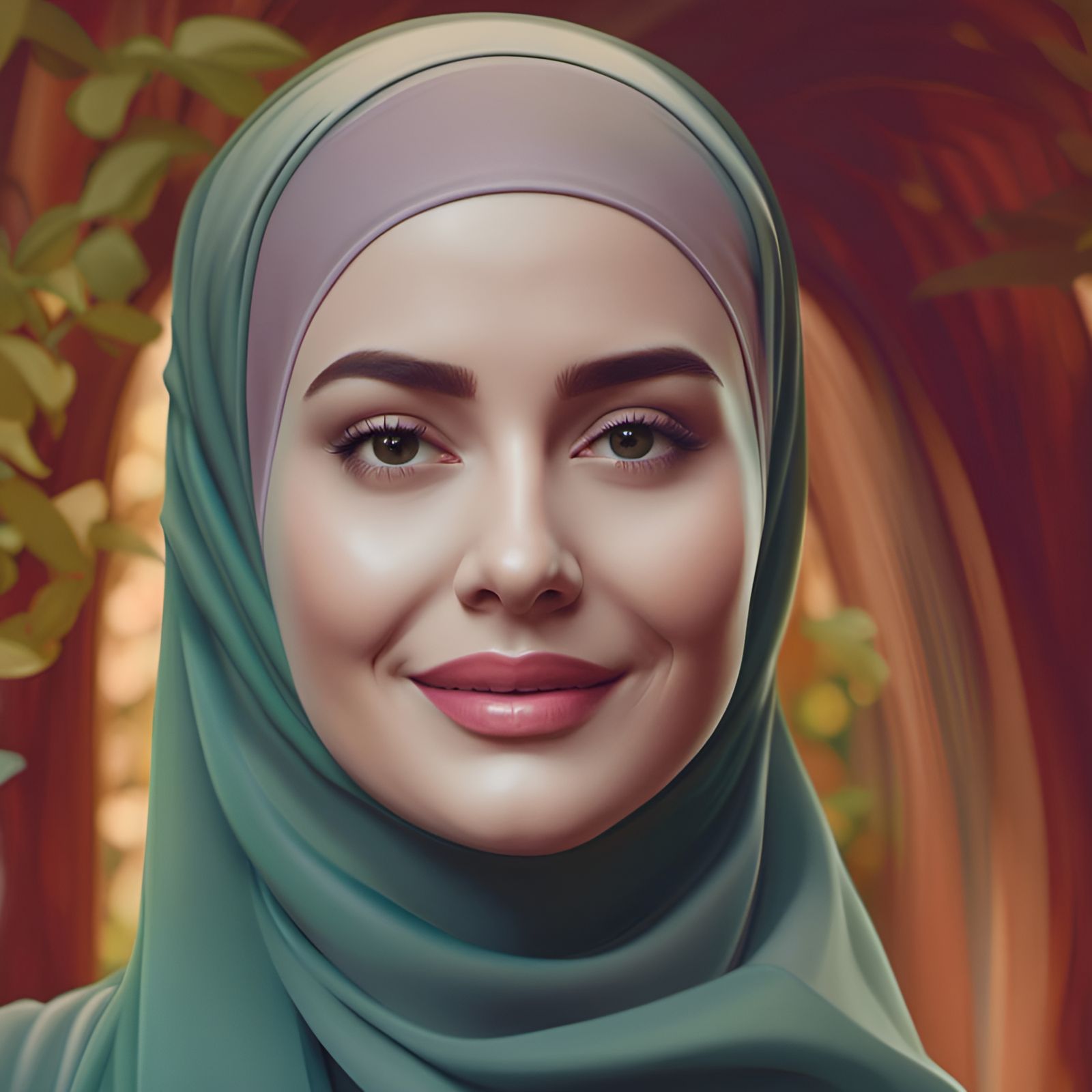 Beautiful Woman in Hijab in Botanic Garden