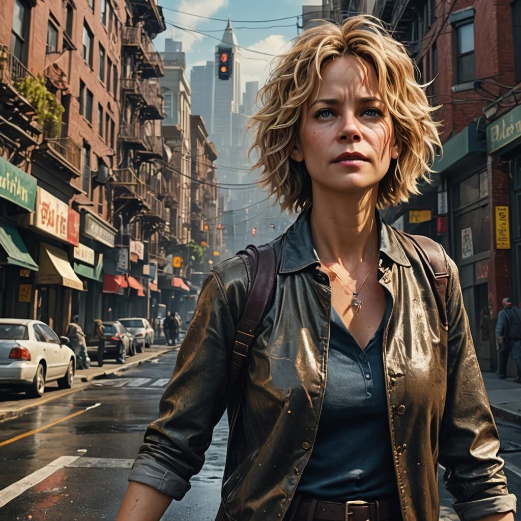 Young Woman in San Francisco: Detailed Matte Painting