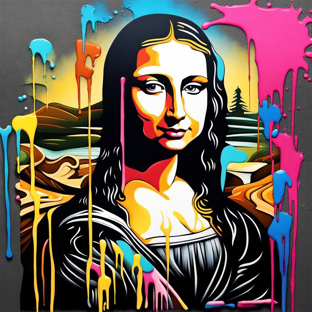 Graffiti Gioconda in Splash Art Style