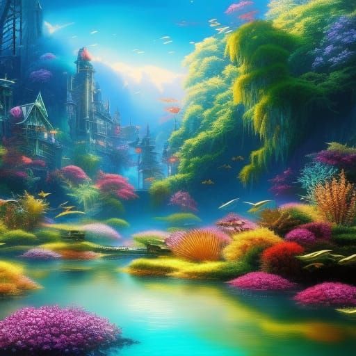 Anime Cat Mesmerized by Fish Tank