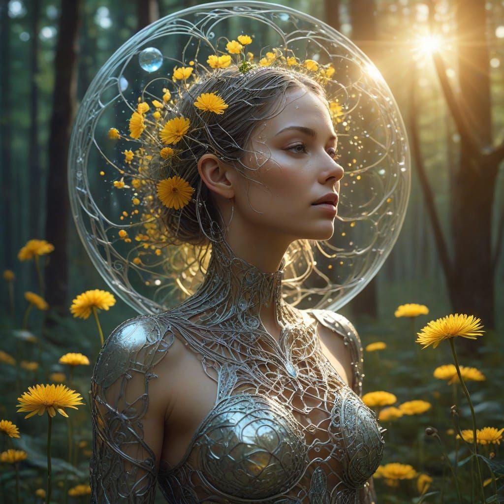 Mystical Shaman with Interconnected Ecosystems in Surreal Se...