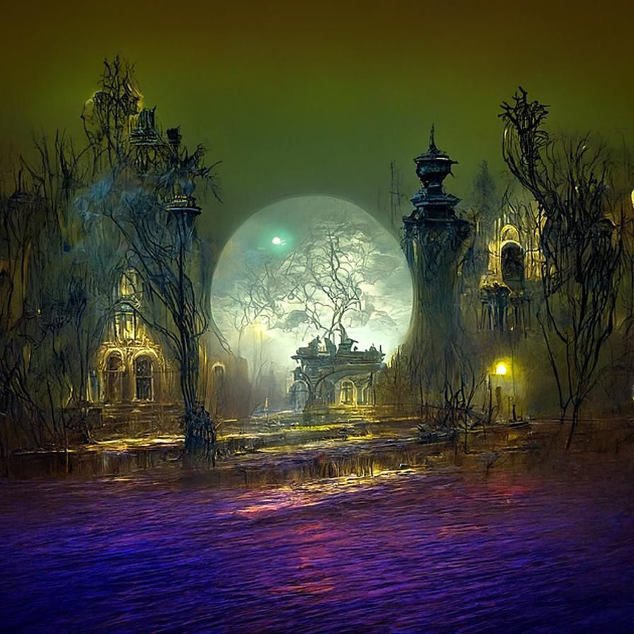 Eerie Gothic Mansion in Sci-Fi Horror Style