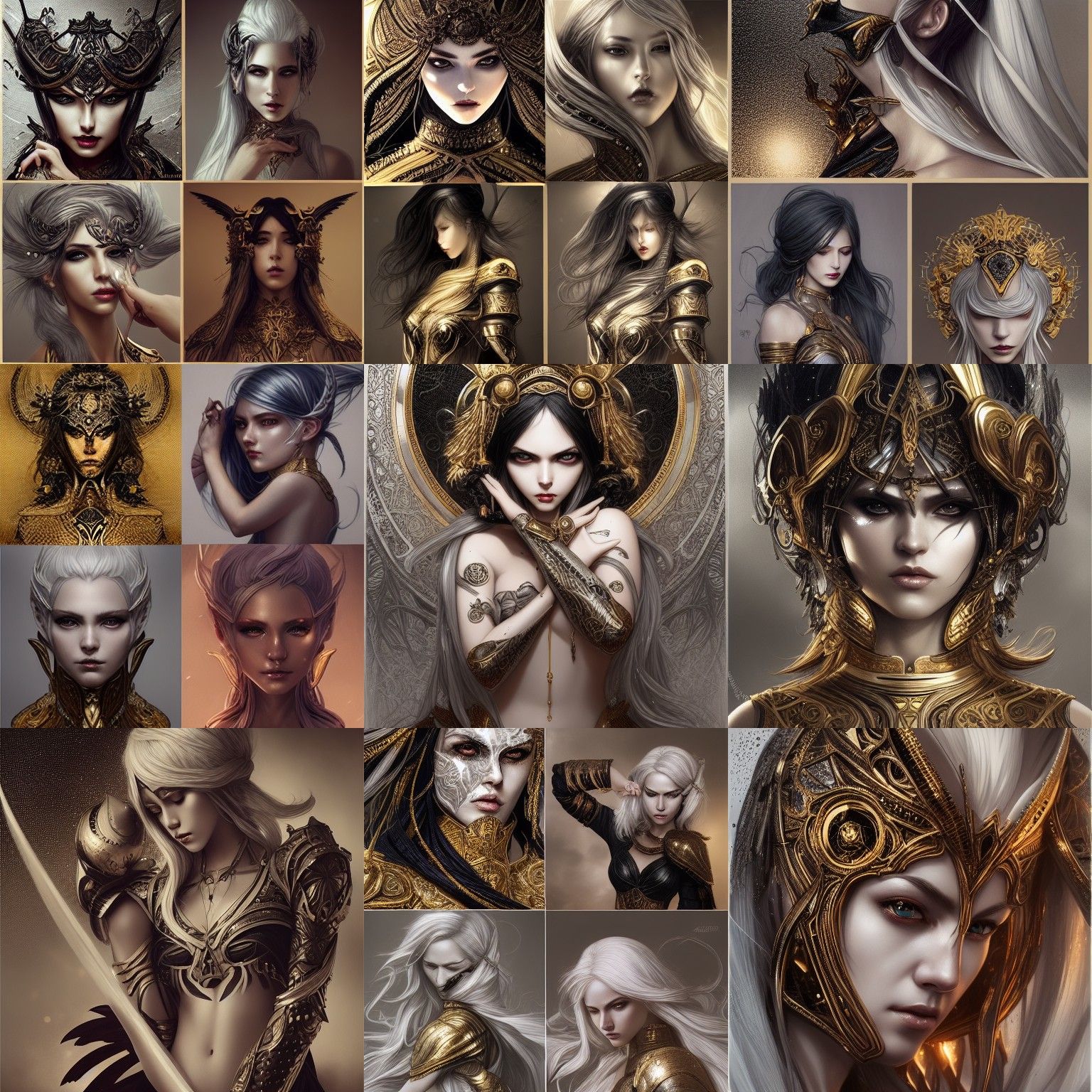 Goddess in Gold Armor: Digital Illustration