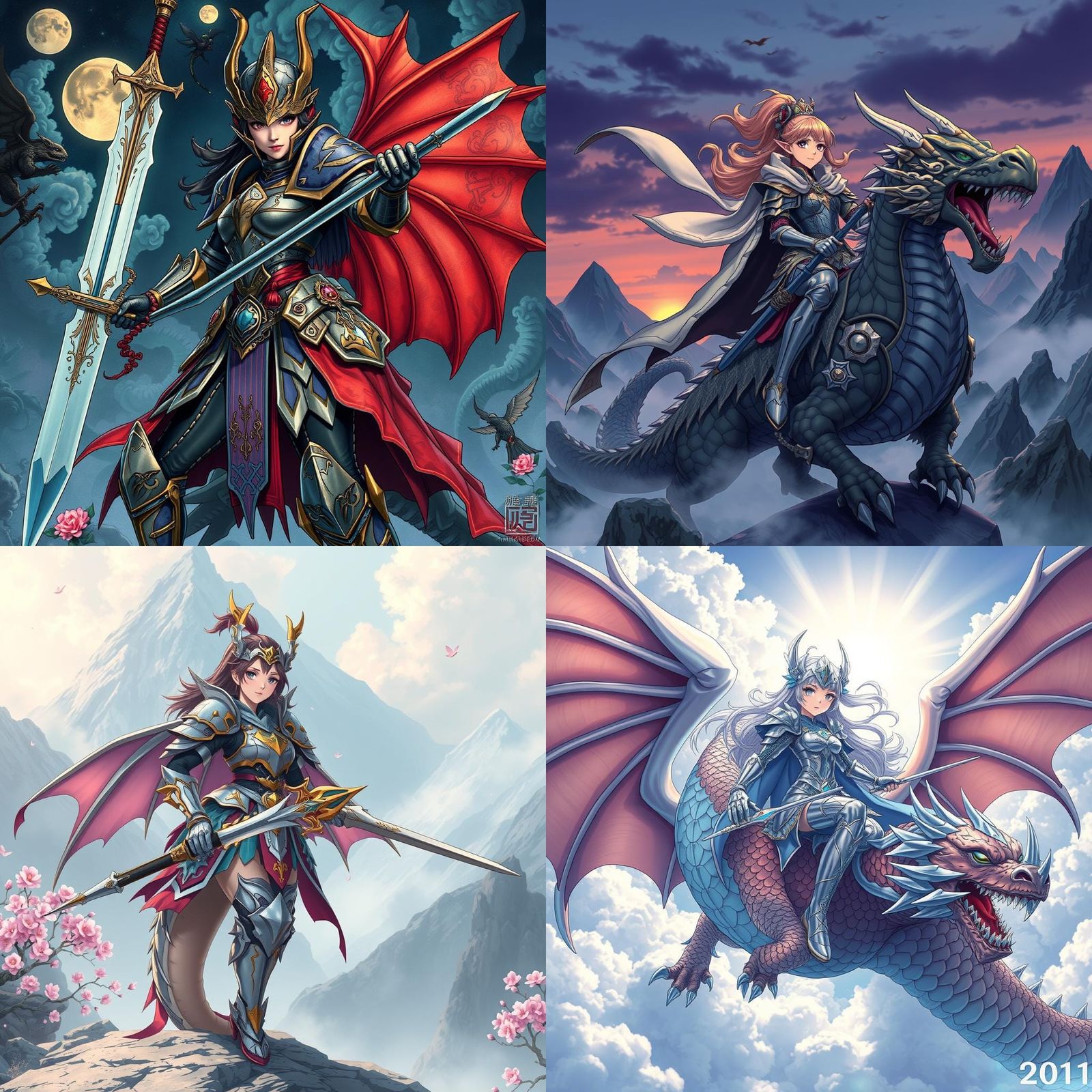 Anime Dragon Knight Girl in Manga Style