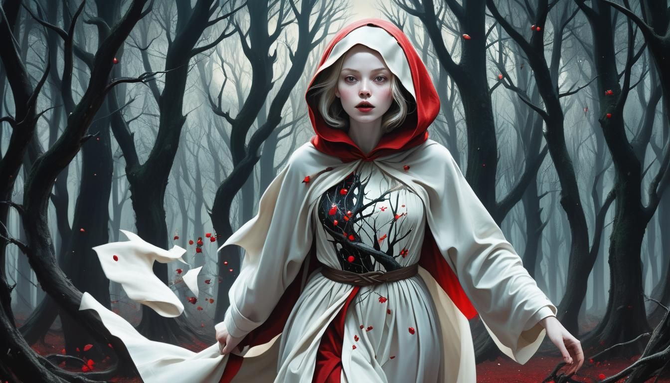 Surreal Portrait: Forest Woman in Cracked Galaxy