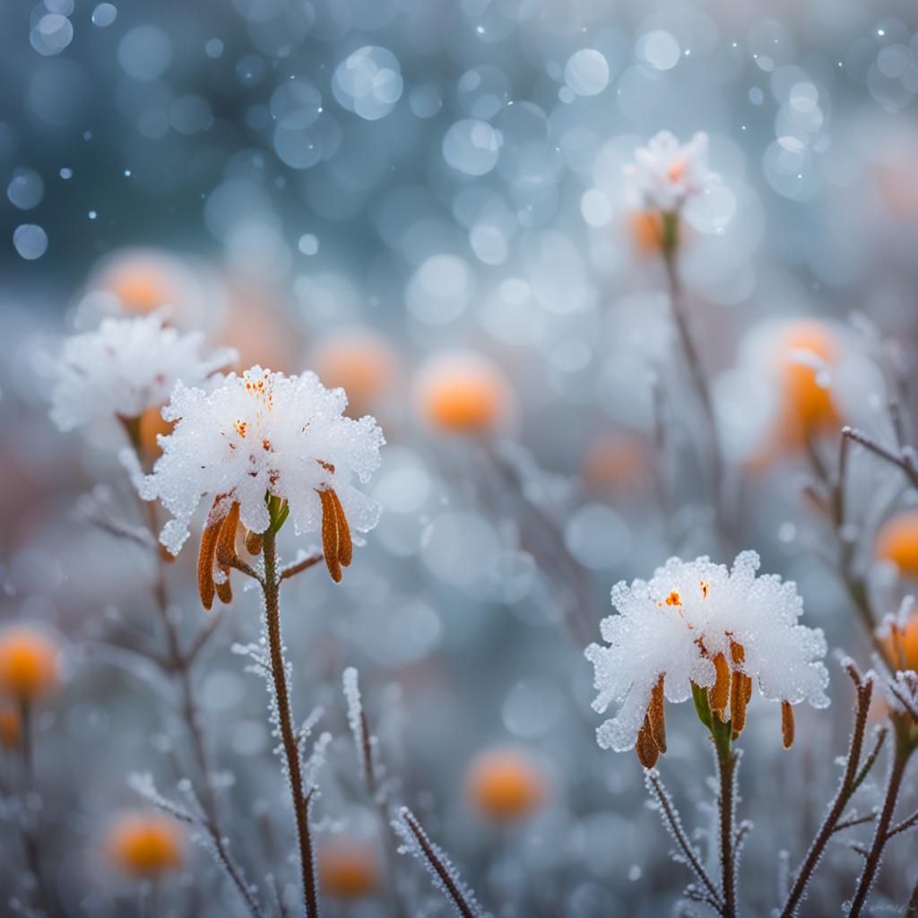 Icy Mist Flowers in Professional Photography Style