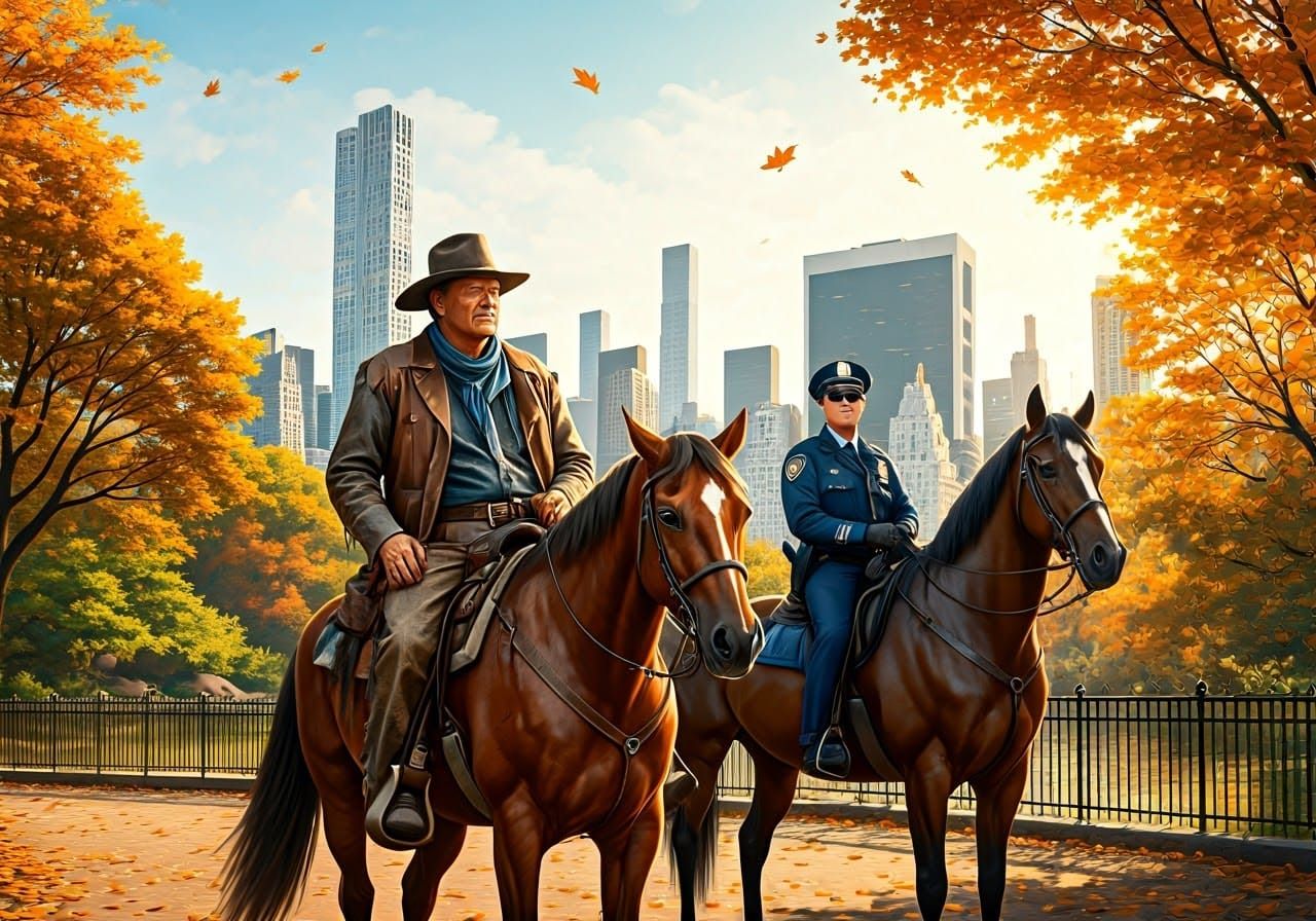 Ethan Edwards Rides Through Autumn Central Park