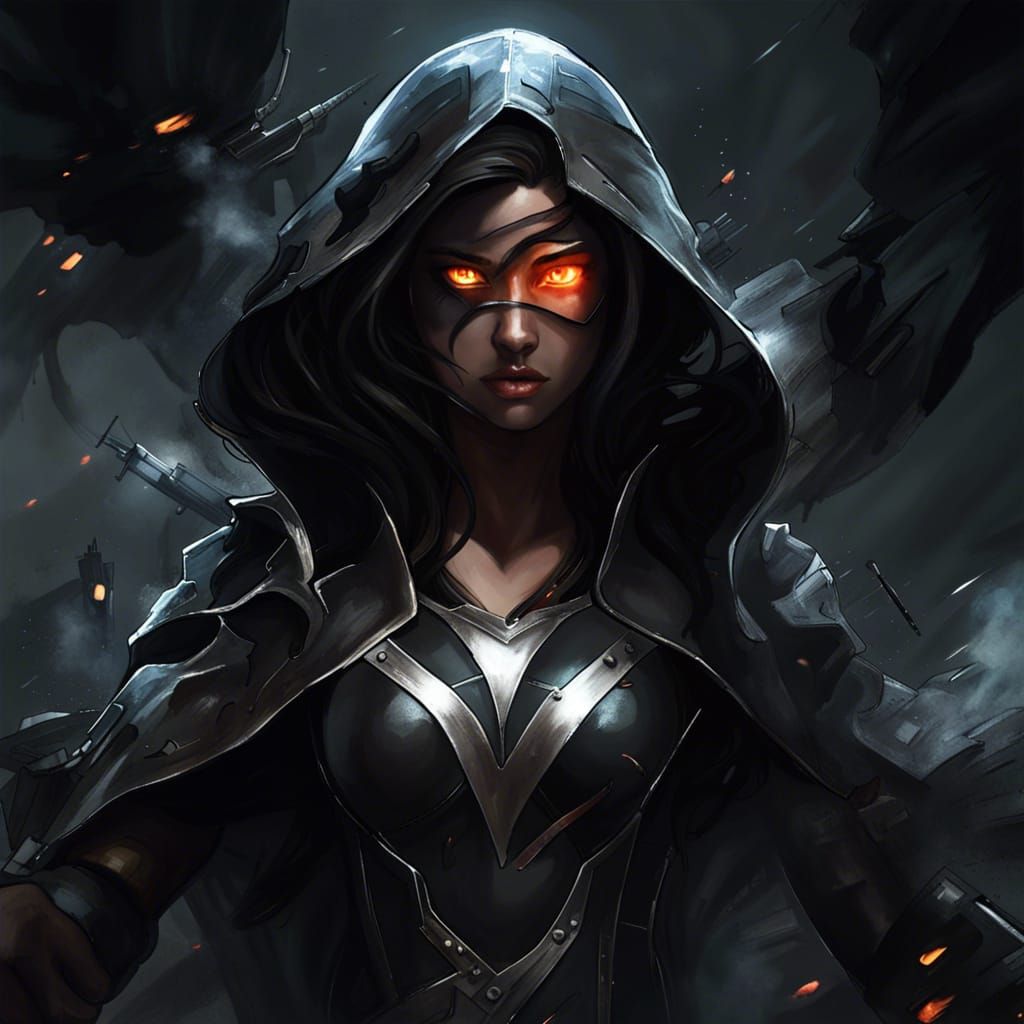 Superheroine in a Chaotic Battle Scene