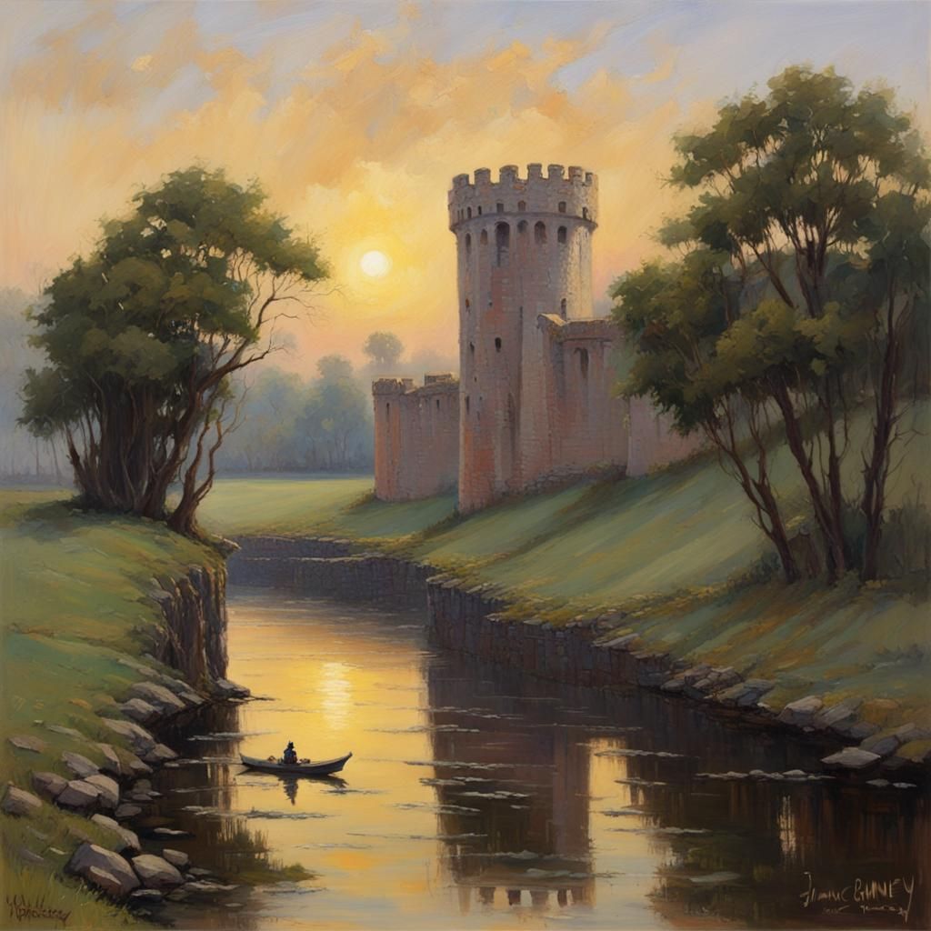 Ethereal Moat of Banshees in Oil Painting Style