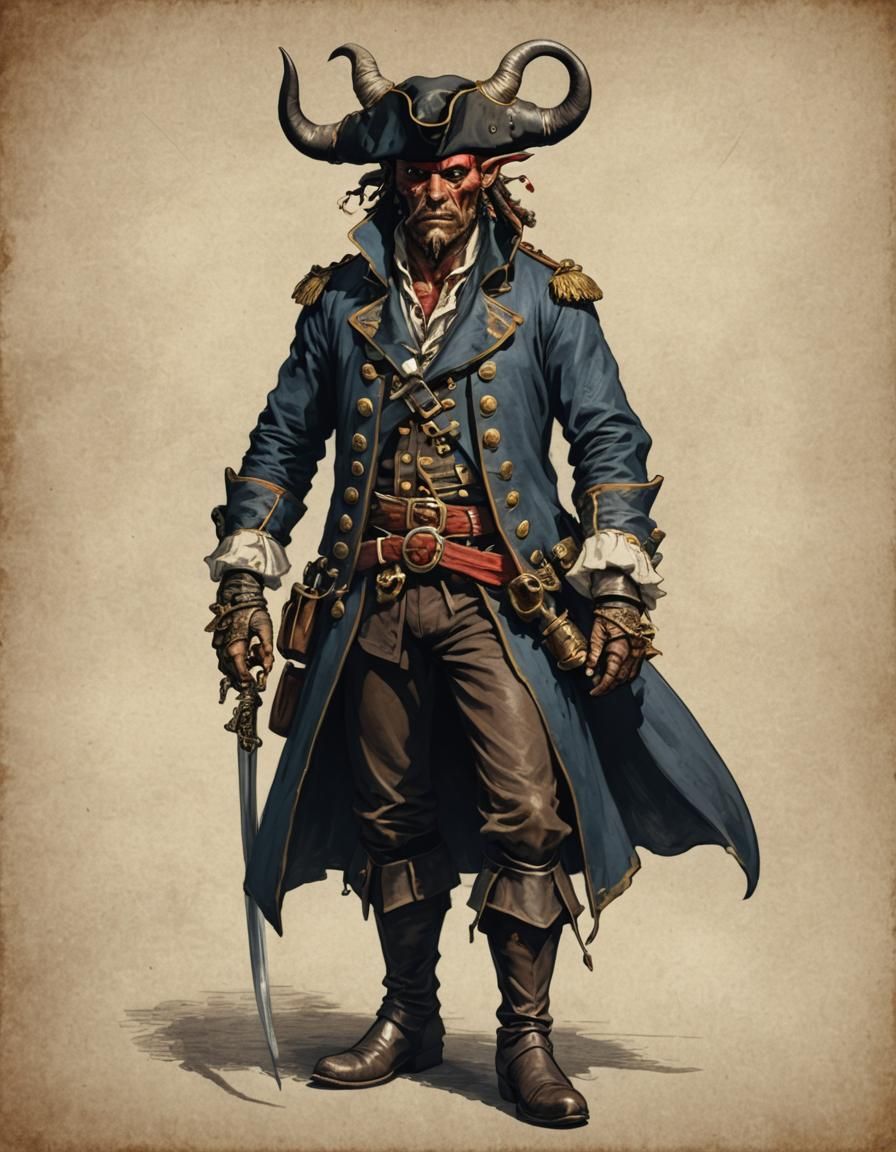 Bull-Headed Pirate Captain Ready for Adventure