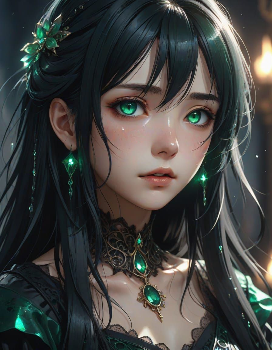 Ethereal Gothic Lolita Beauty in Liquid Starlight