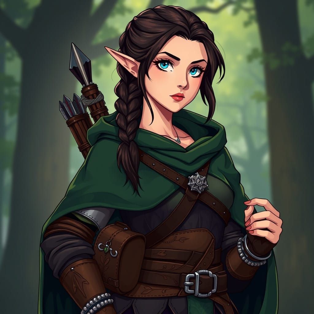 Half-Elf Huntress Embodies Nature's Power in Elegant Attire