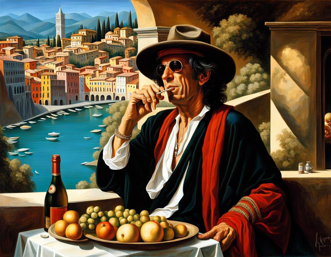 Keith Richards enjoying Italy by leonardo da vinci