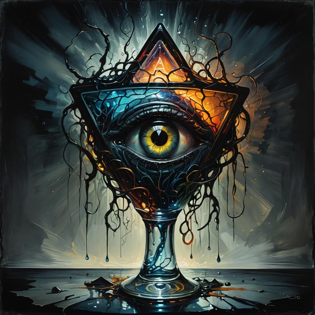 Eerie Glass Brain: Dark Fantasy Oil Painting