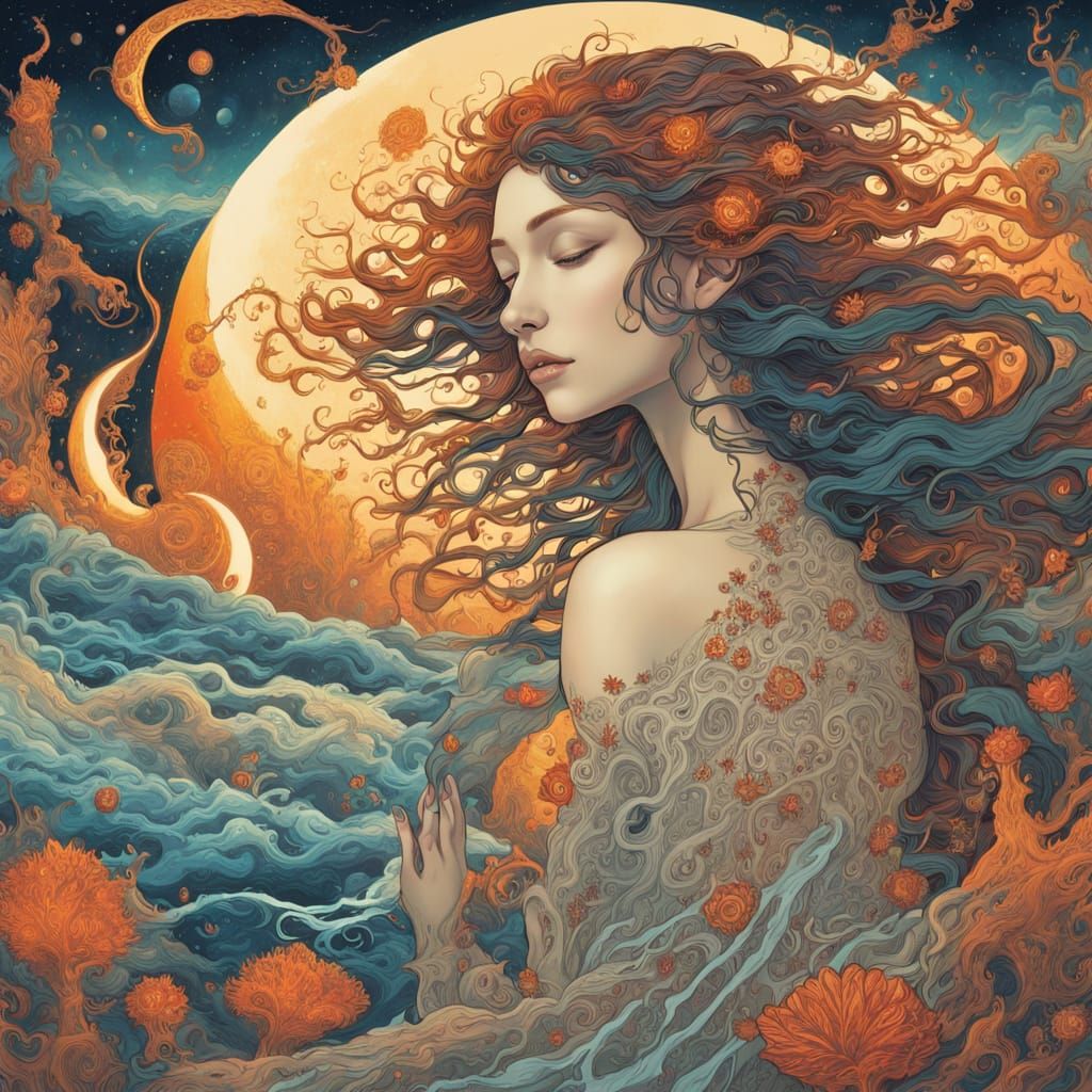 Cosmic Goddess in Dreamlike Harmony