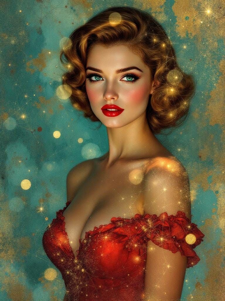 Pin-Up Woman Enhanced with Neural Network, in Impressionist ...