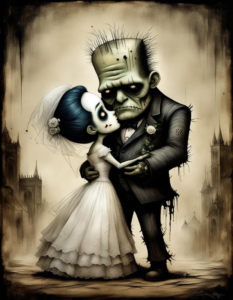 Frankenstein's Bride: A Gothic Cyberpunk Portrait