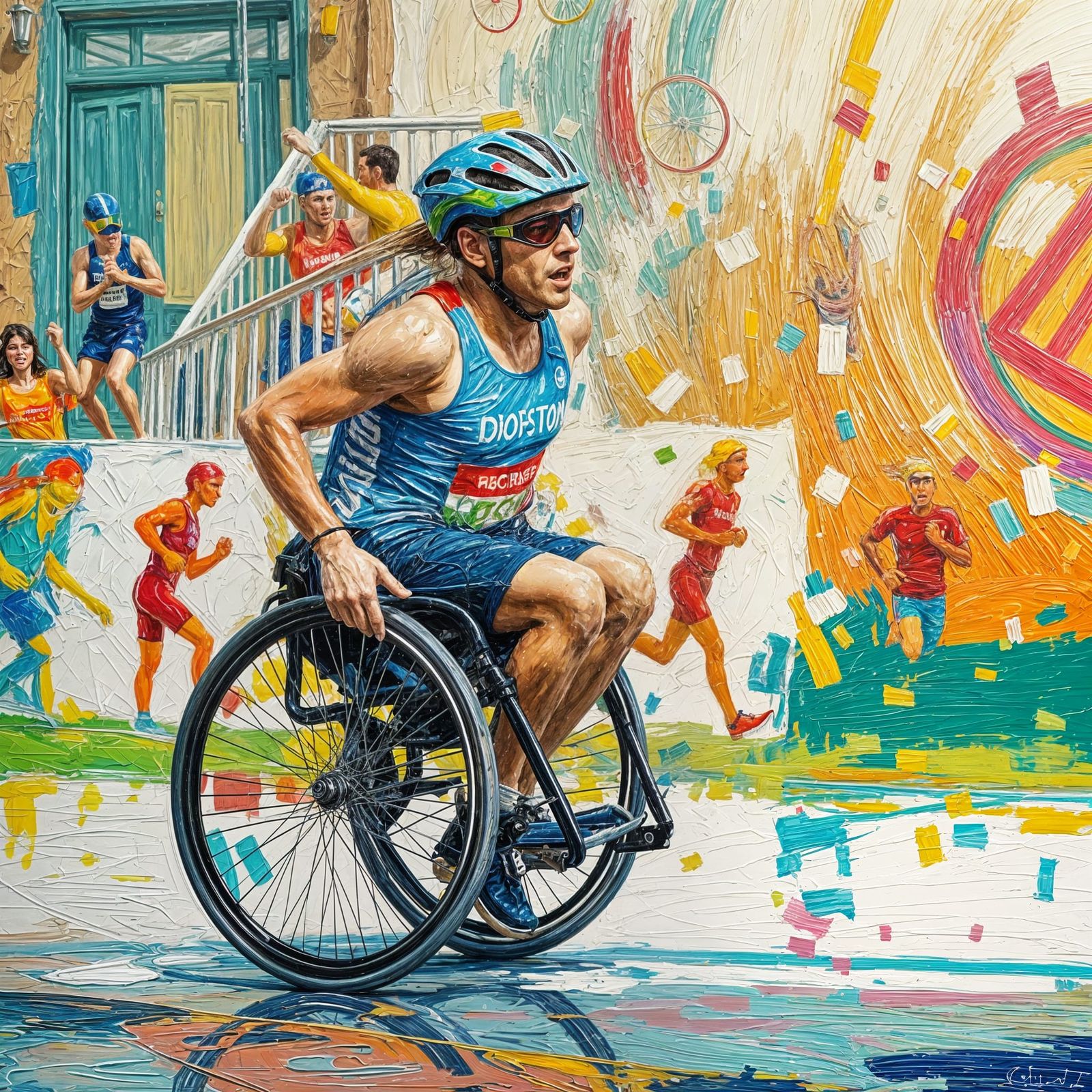 Paralympic Runner in Expressionist Oil Painting