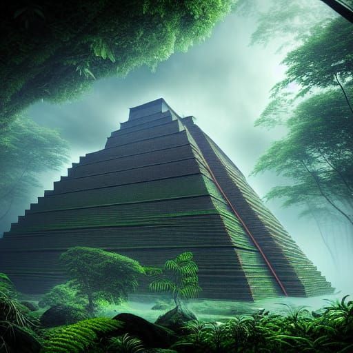 Rainforest Ziggurats as Digital Matte Painting