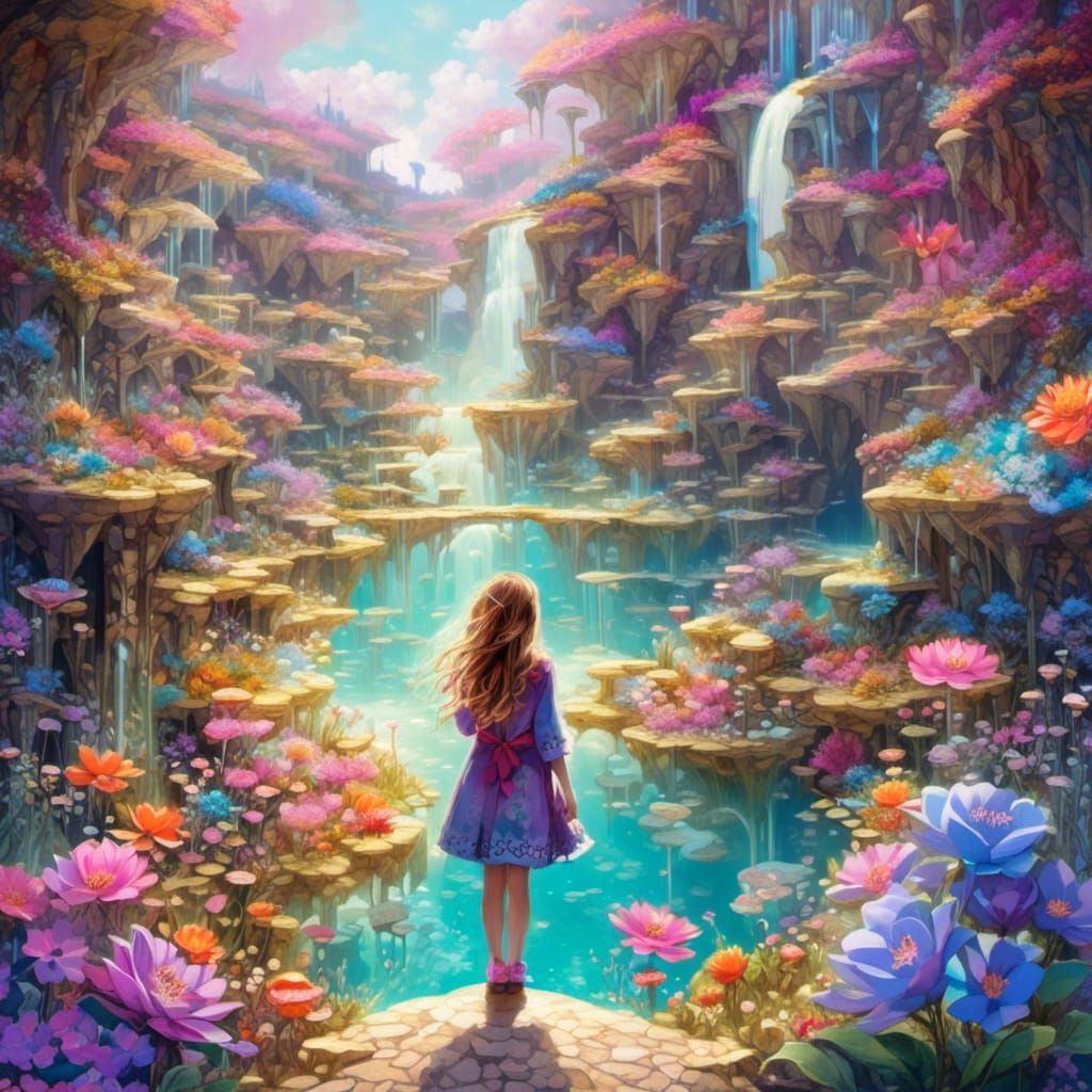 Frozen Tundra Flower Fantasy in Watercolor Style