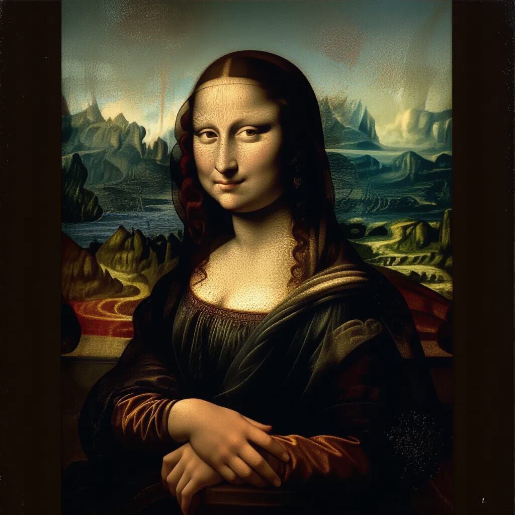 Mona Lisa Escapes Canvas in Dramatic Digital Art