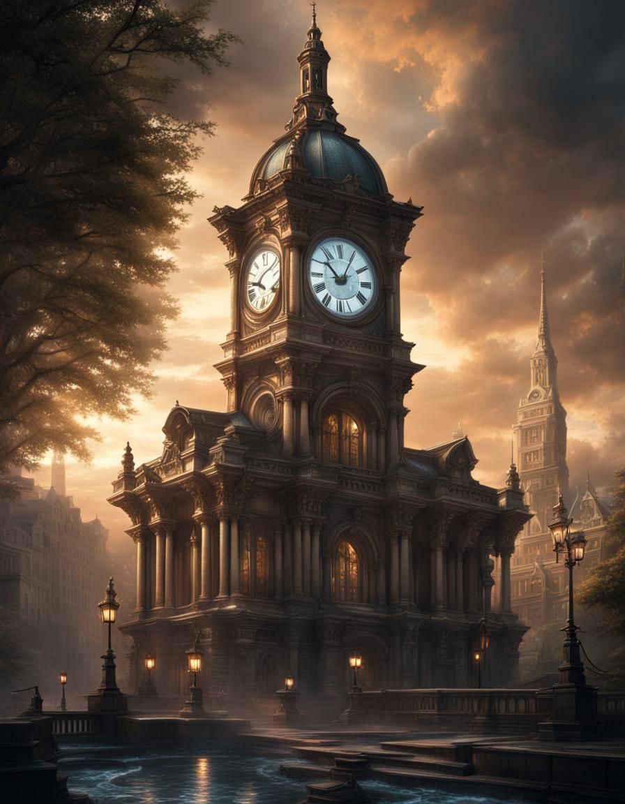 Dramatic Clock Tower Digital Matte Painting