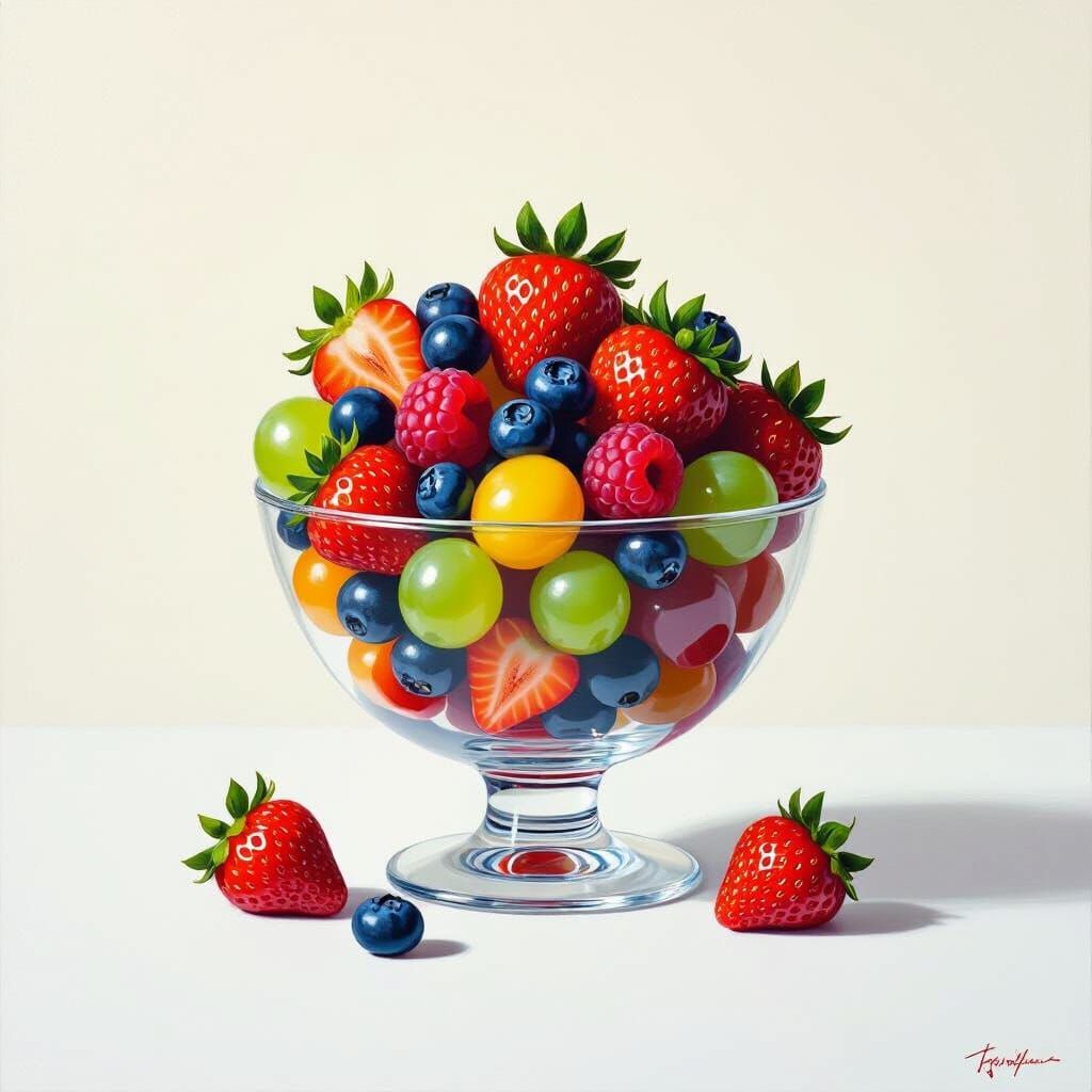 Vibrant Fruit Cup Still Life