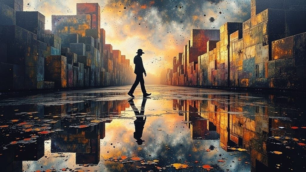 Surreal Double Exposure Artwork in Vintage Style